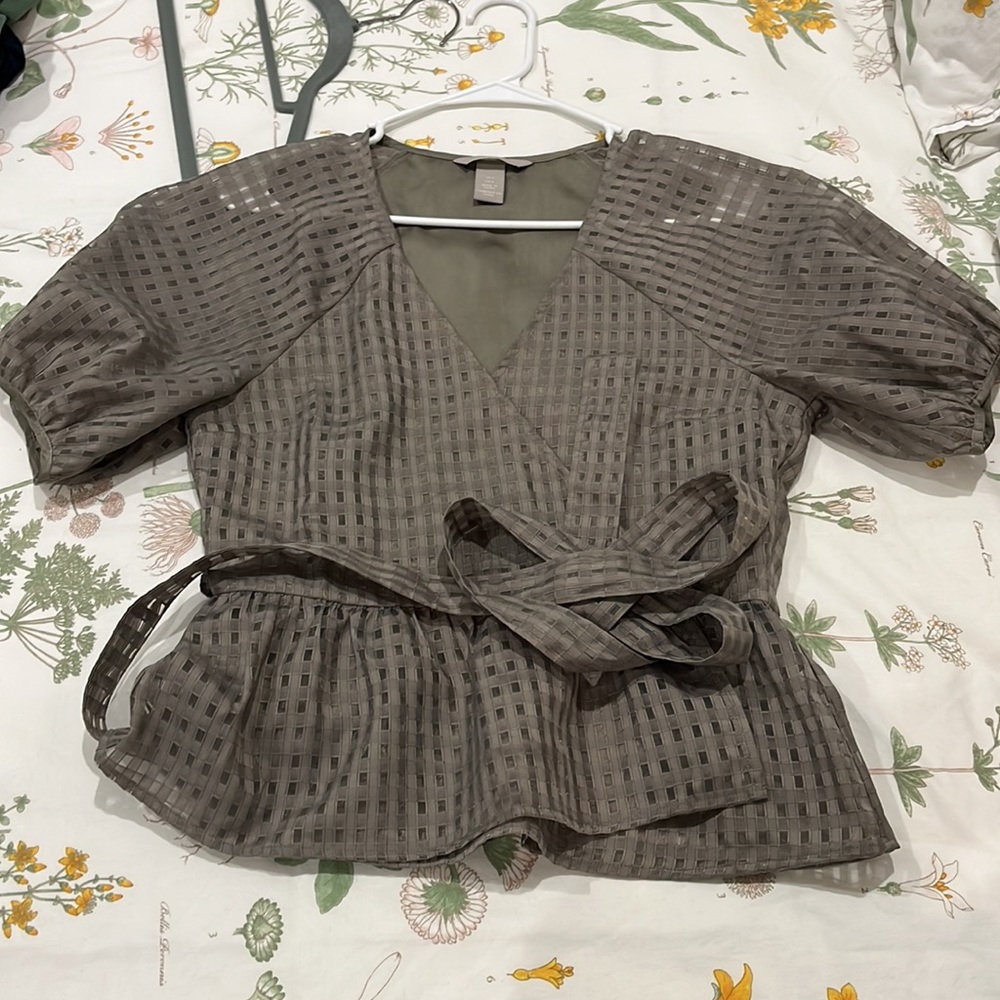 Sage Green Wrap Blouse